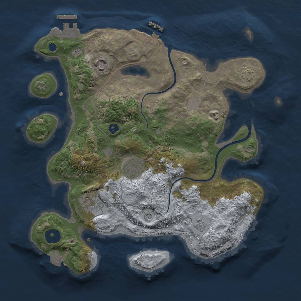 Rust Map: Procedural Map, Size: 3000, Seed: 217844303, 9 Monuments