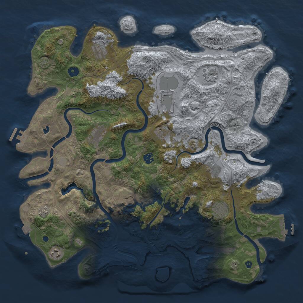 Rust Map: Procedural Map, Size: 4300, Seed: 45834369, 17 Monuments