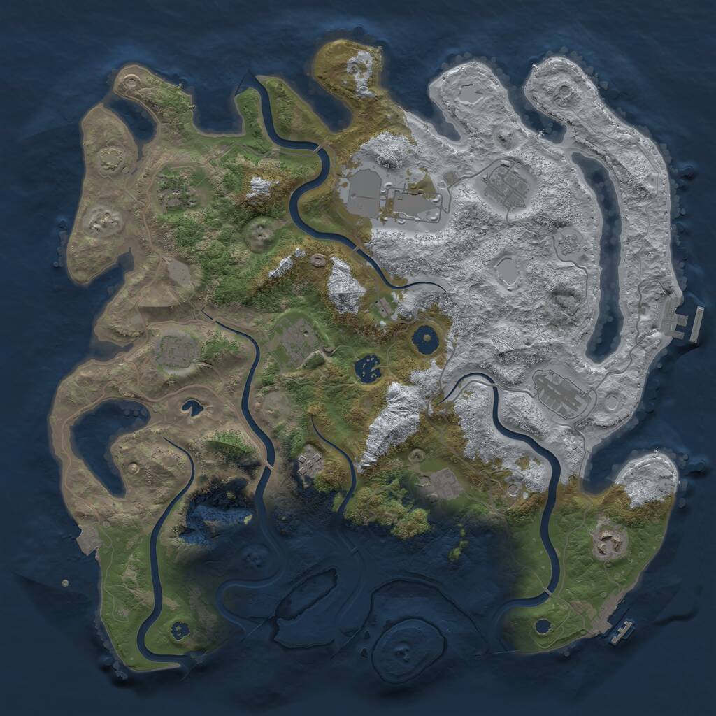 Rust Map: Procedural Map, Size: 4000, Seed: 581440290, 16 Monuments