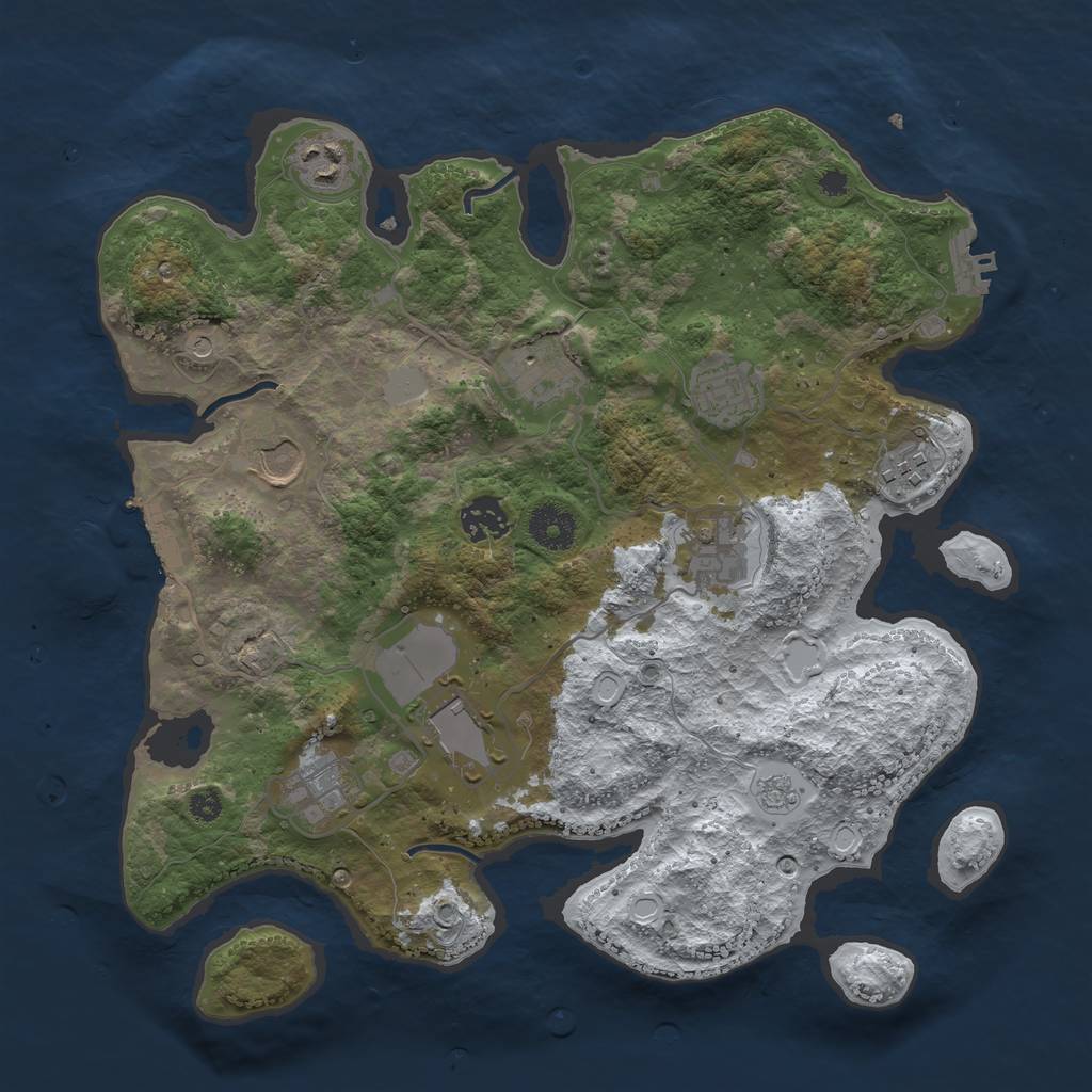 Rust Map: Procedural Map, Size: 3500, Seed: 701331451, 18 Monuments