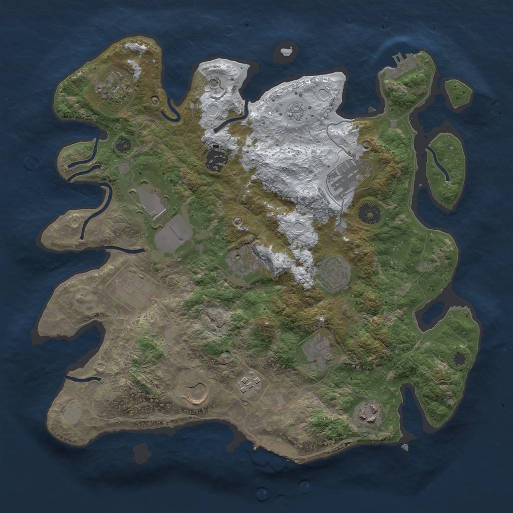 Rust Map: Procedural Map, Size: 3500, Seed: 186563656, 20 Monuments