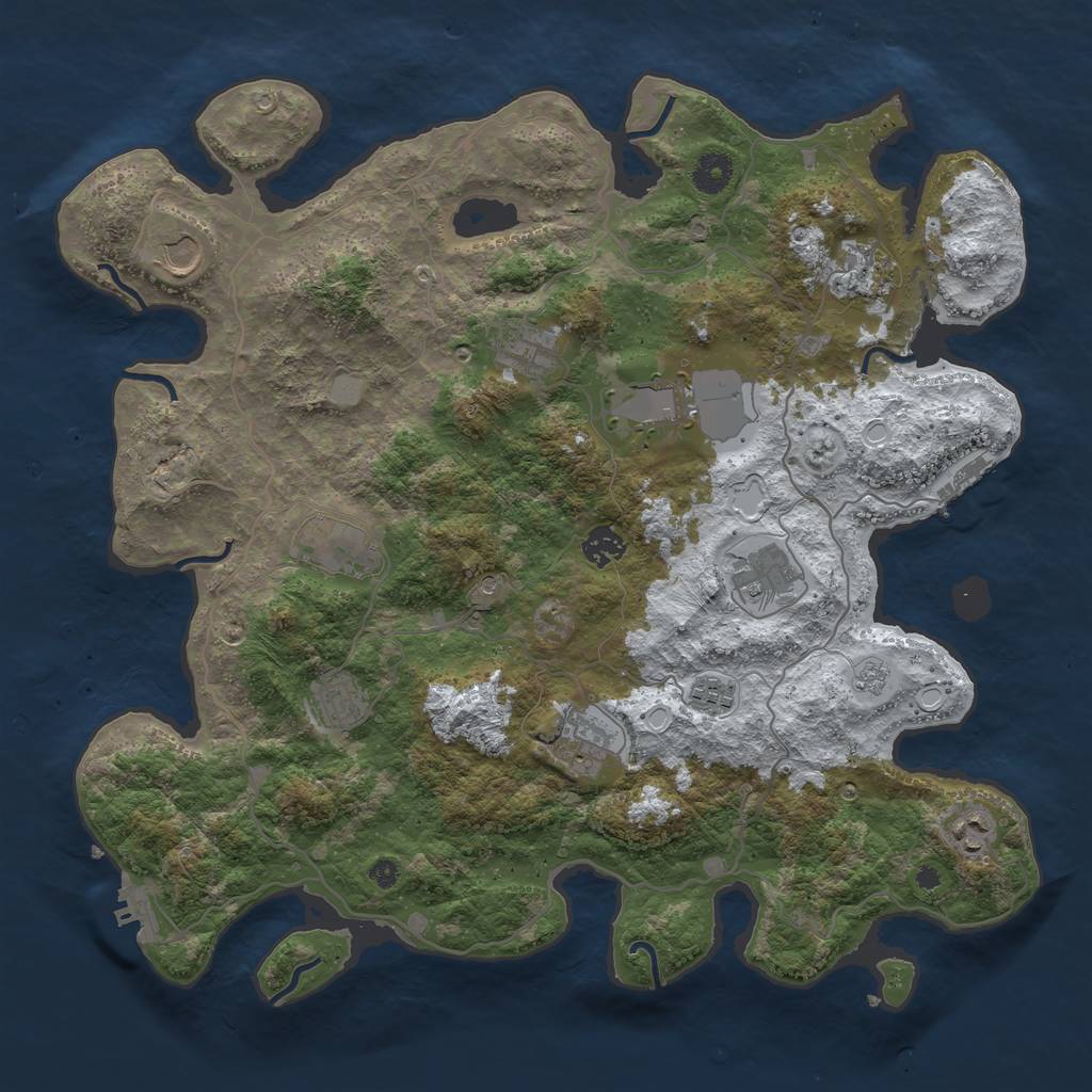 Rust Map: Procedural Map, Size: 4050, Seed: 1499653159, 20 Monuments