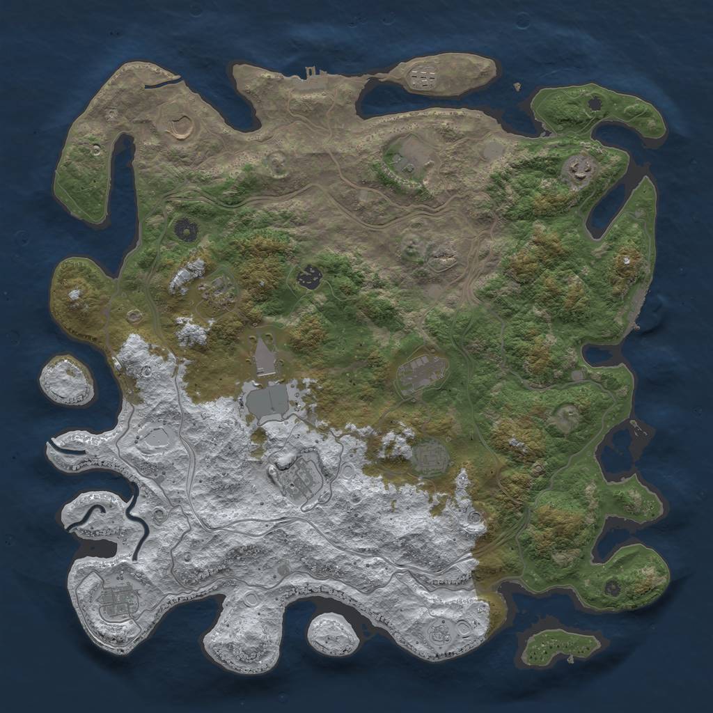 Rust Map: Procedural Map, Size: 4500, Seed: 756678471, 20 Monuments