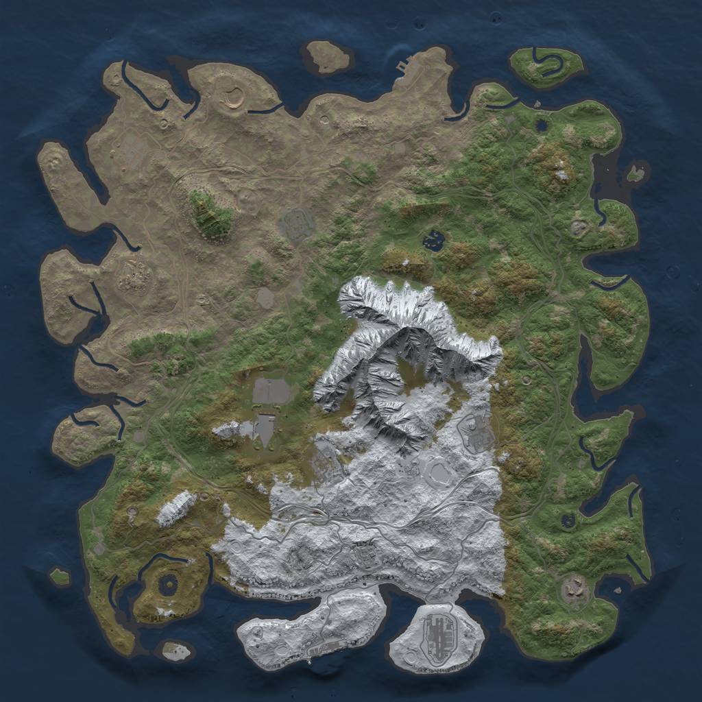 Rust Map: Procedural Map, Size: 5000, Seed: 675880557, 20 Monuments