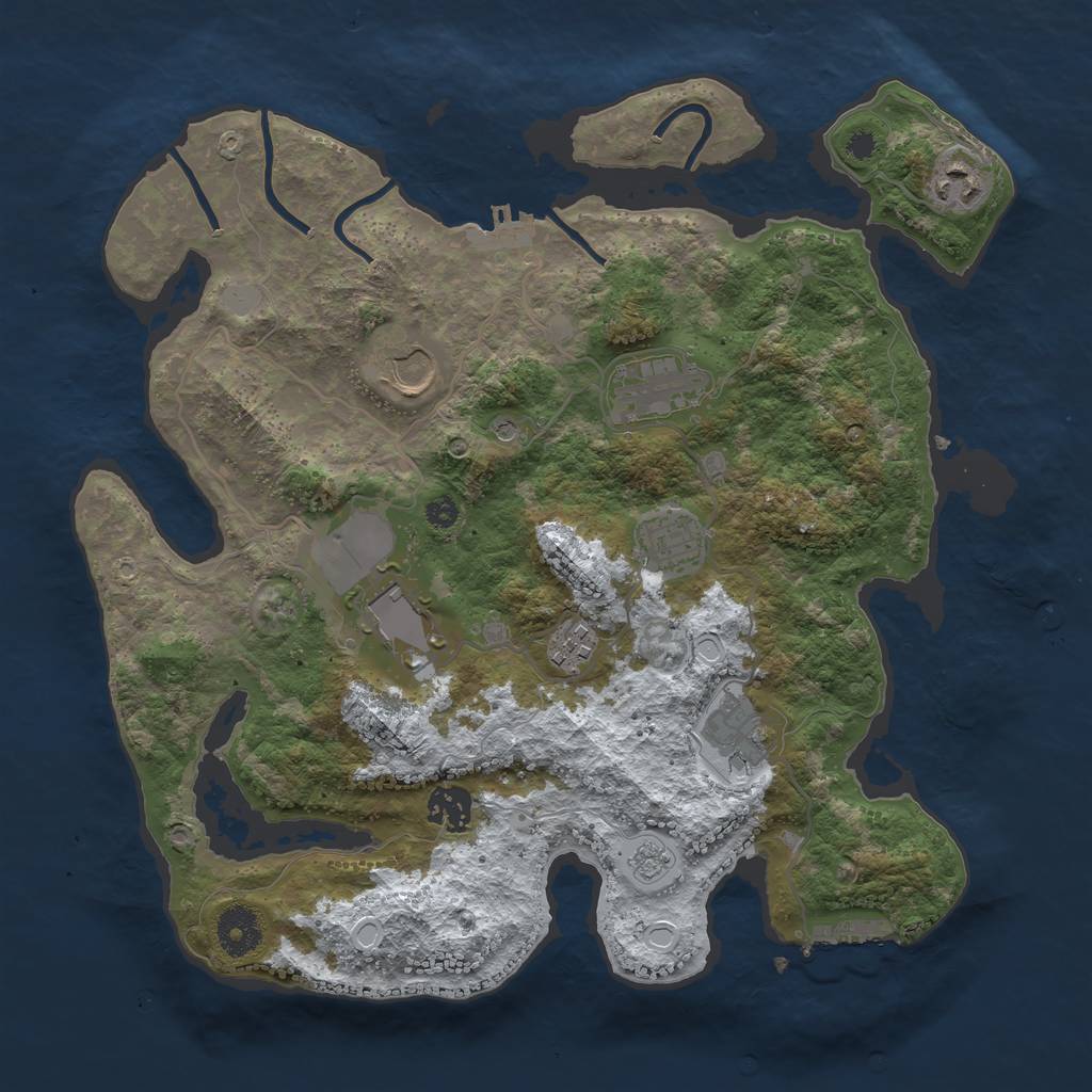 Rust Map: Procedural Map, Size: 3500, Seed: 325507652, 17 Monuments