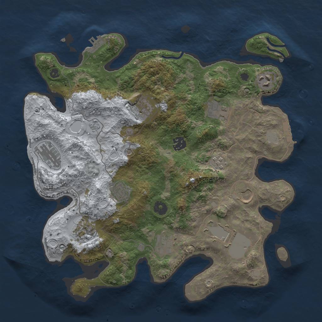 Rust Map: Procedural Map, Size: 3500, Seed: 1264285379, 20 Monuments