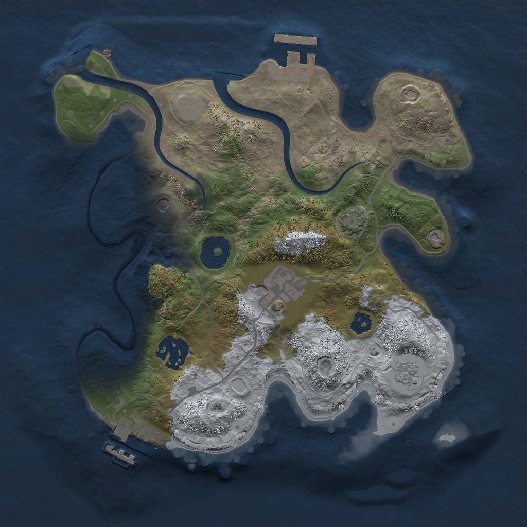 Rust Map: Procedural Map, Size: 2500, Seed: 1476424687, 8 Monuments