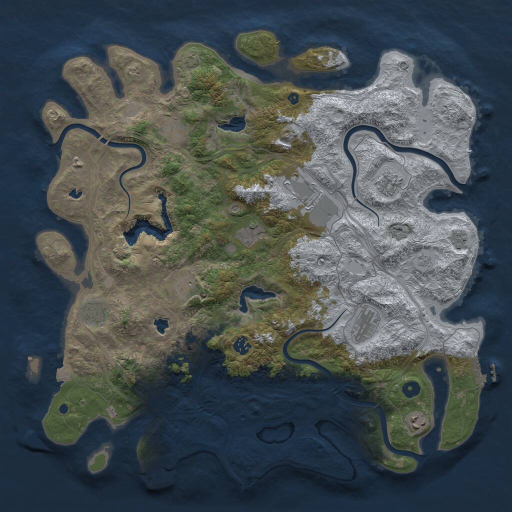 Rust Map: Procedural Map, Size: 4500, Seed: 20044885, 16 Monuments