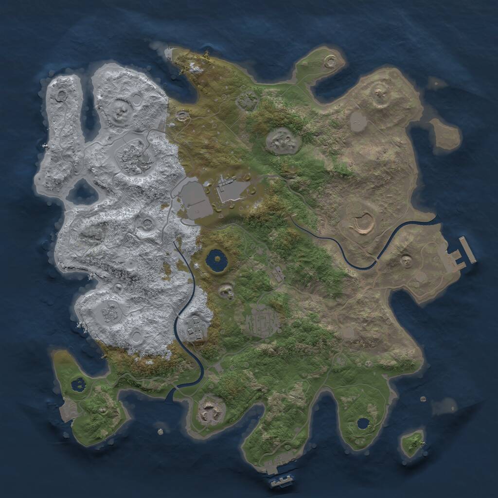 Rust Map: Procedural Map, Size: 3500, Seed: 1002527624, 12 Monuments