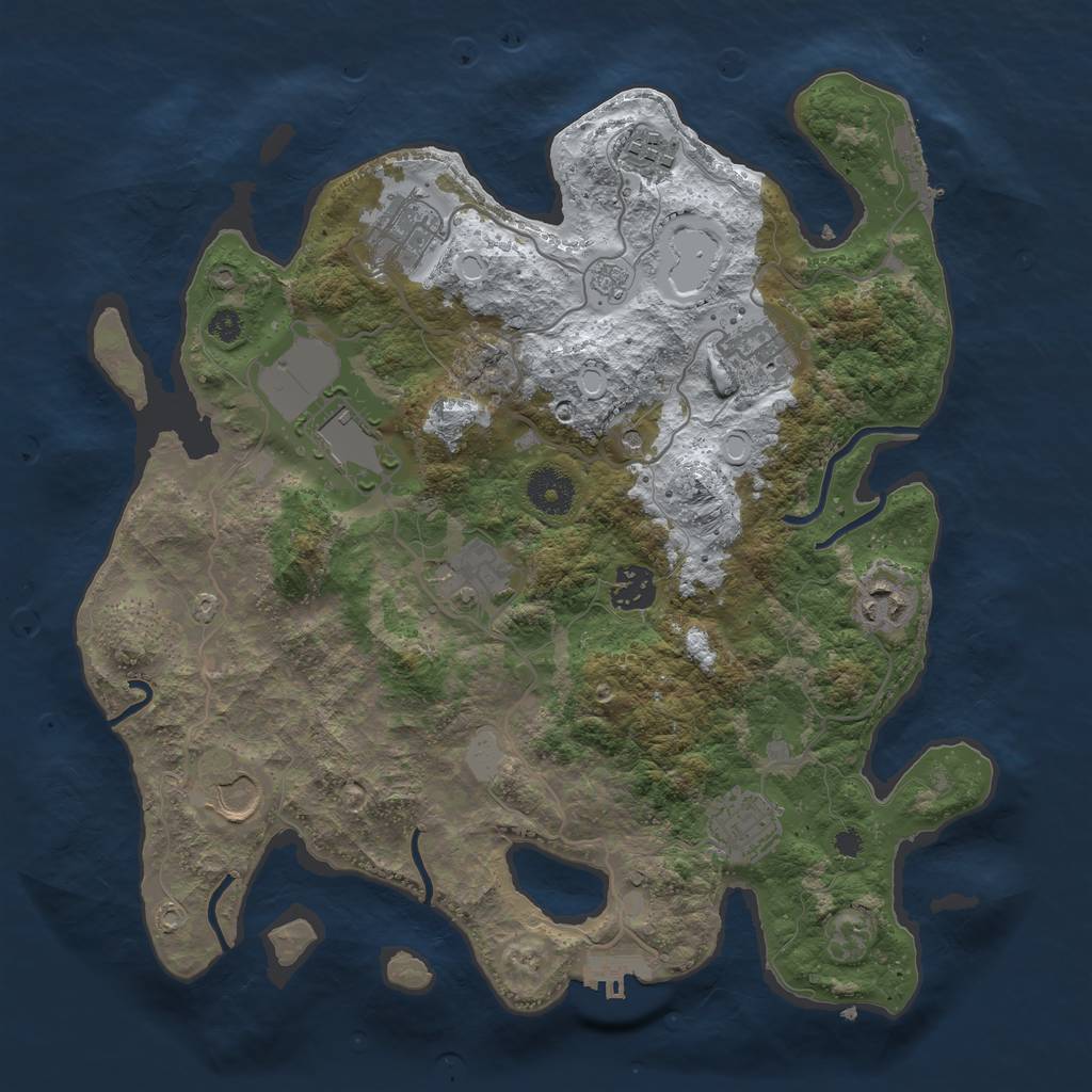 Rust Map: Procedural Map, Size: 3500, Seed: 79239, 18 Monuments