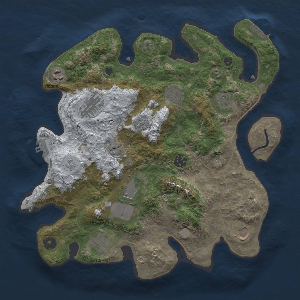 Rust Map: Procedural Map, Size: 3500, Seed: 804637619, 18 Monuments