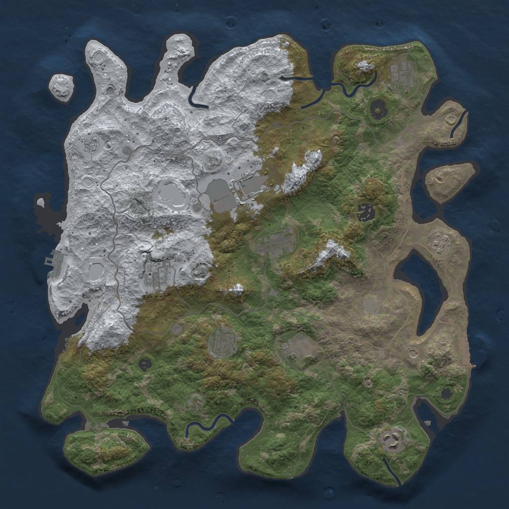Rust Map: Procedural Map, Size: 4000, Seed: 173218765, 18 Monuments