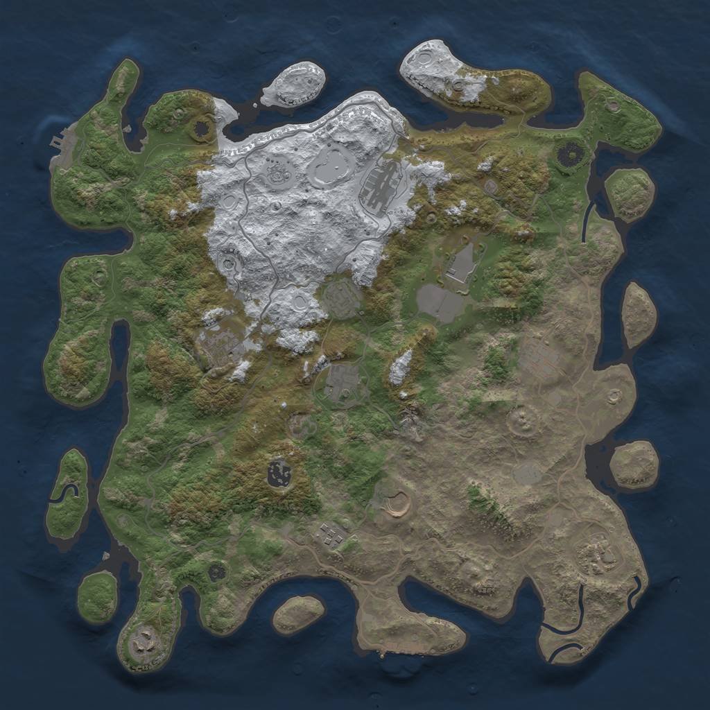 Rust Map: Procedural Map, Size: 4200, Seed: 736614, 20 Monuments