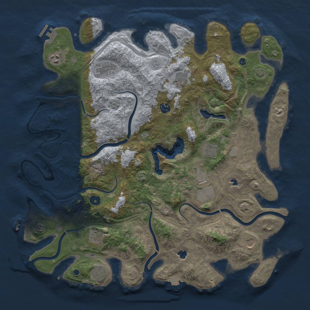 Rust Map: Procedural Map, Size: 4500, Seed: 1787462656, 16 Monuments