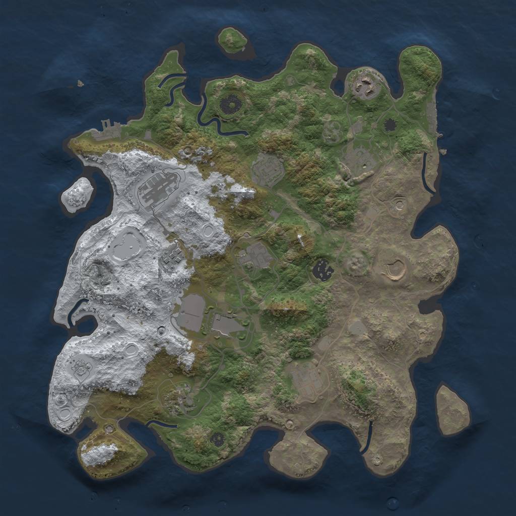 Rust Map: Procedural Map, Size: 3750, Seed: 2070725683, 20 Monuments