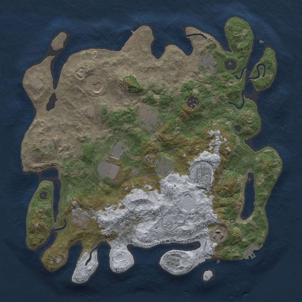 Rust Map: Procedural Map, Size: 3850, Seed: 195883751, 20 Monuments