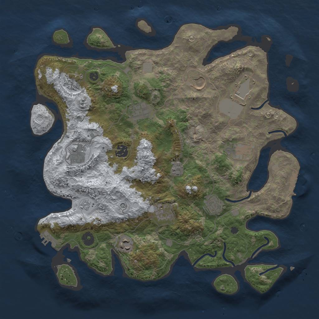 Rust Map: Procedural Map, Size: 3700, Seed: 1823370488, 20 Monuments