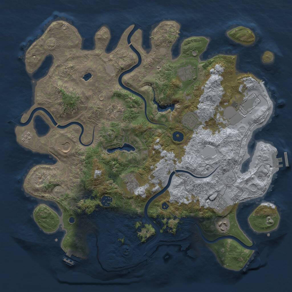 Rust Map: Procedural Map, Size: 4050, Seed: 508038280, 16 Monuments
