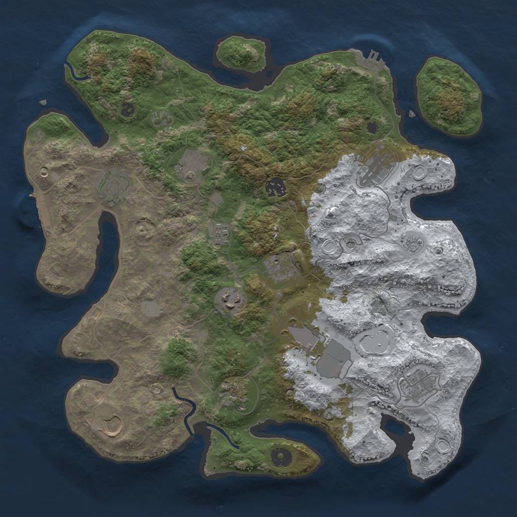 Rust Map: Procedural Map, Size: 3750, Seed: 1923819429, 20 Monuments