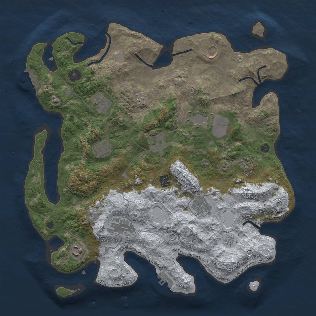 Rust Map: Procedural Map, Size: 3850, Seed: 1275525915, 20 Monuments