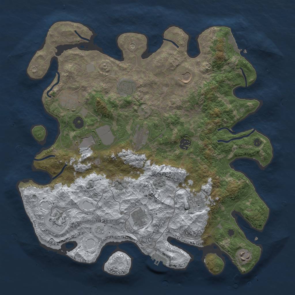 Rust Map: Procedural Map, Size: 3950, Seed: 178435027, 20 Monuments