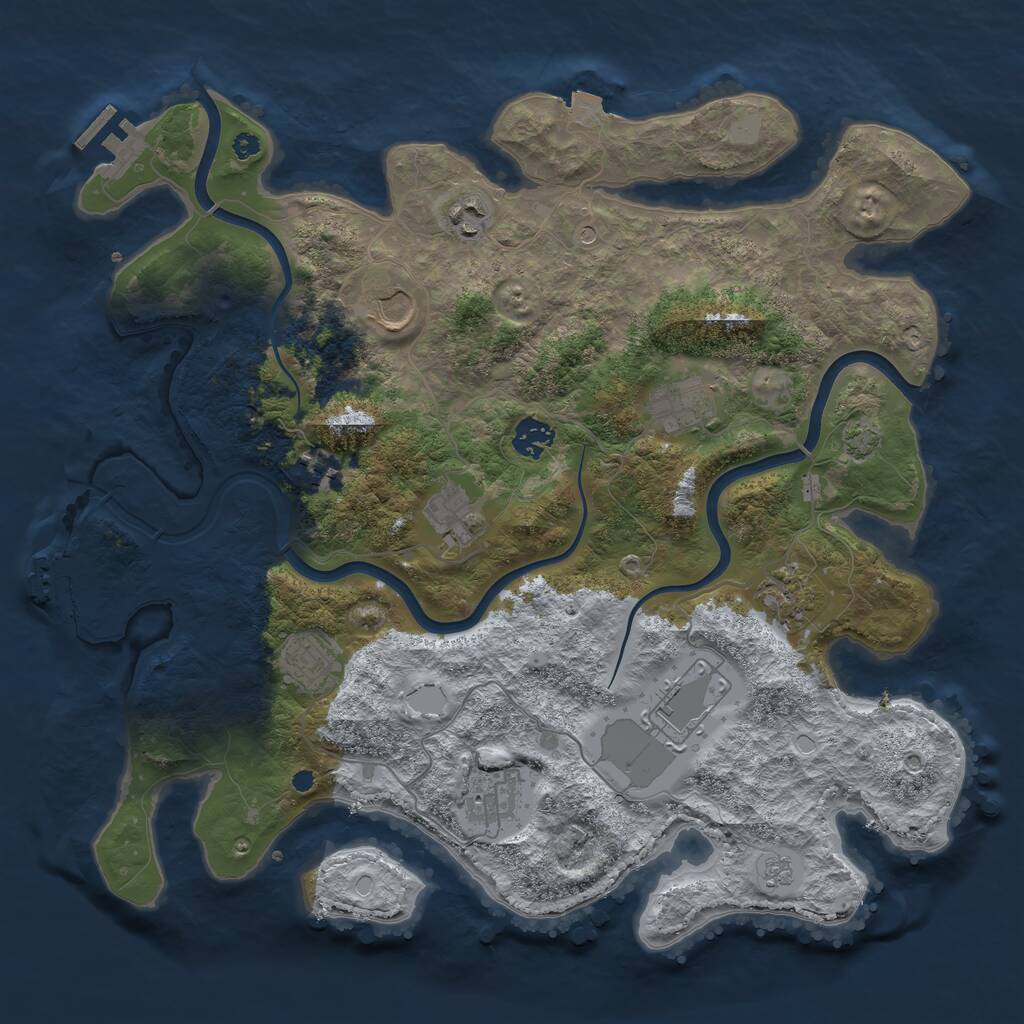Rust Map: Procedural Map, Size: 3850, Seed: 436010808, 16 Monuments