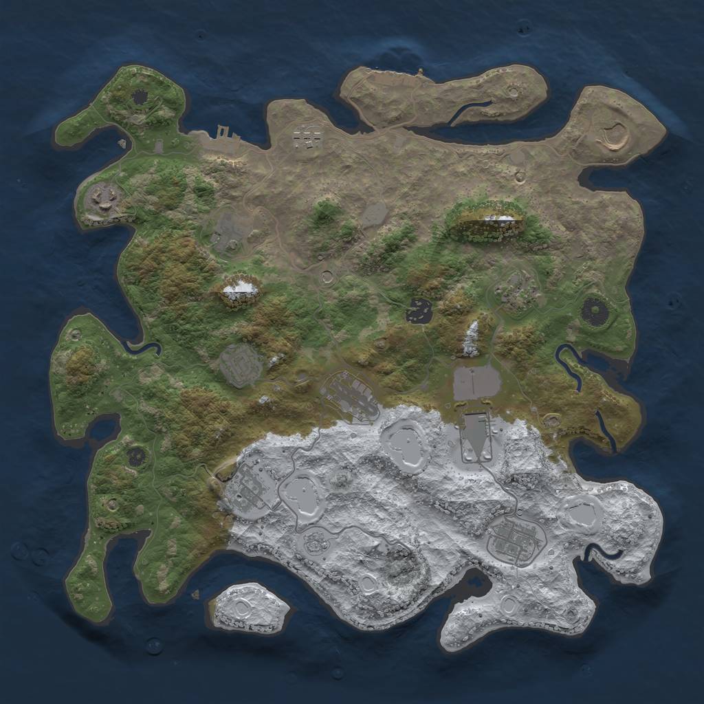 Rust Map: Procedural Map, Size: 3850, Seed: 436010808, 20 Monuments