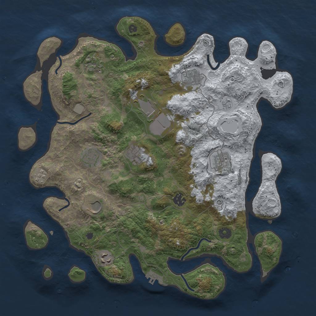 Rust Map: Procedural Map, Size: 3800, Seed: 12940652, 18 Monuments