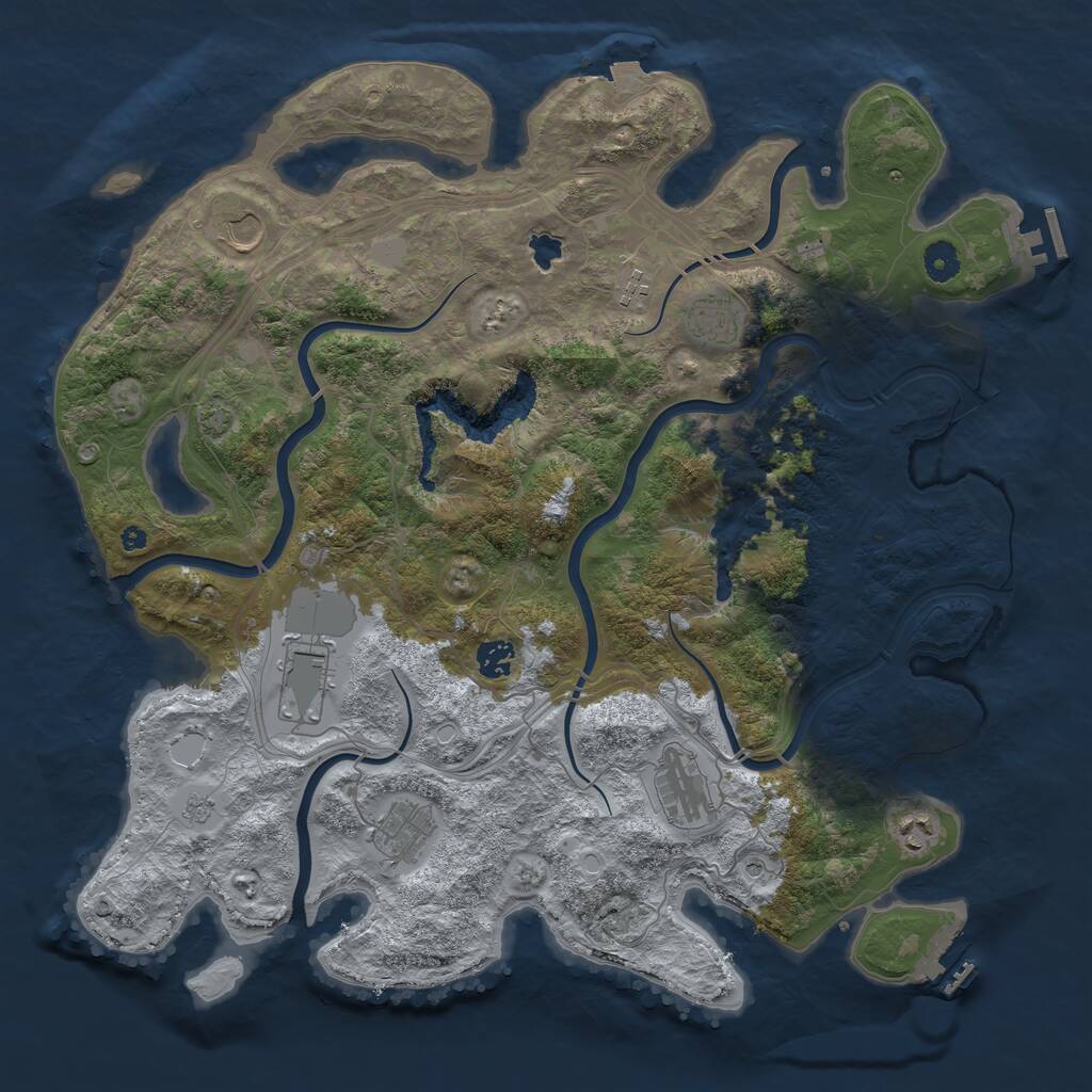 Rust Map: Procedural Map, Size: 4250, Seed: 1957059613, 14 Monuments