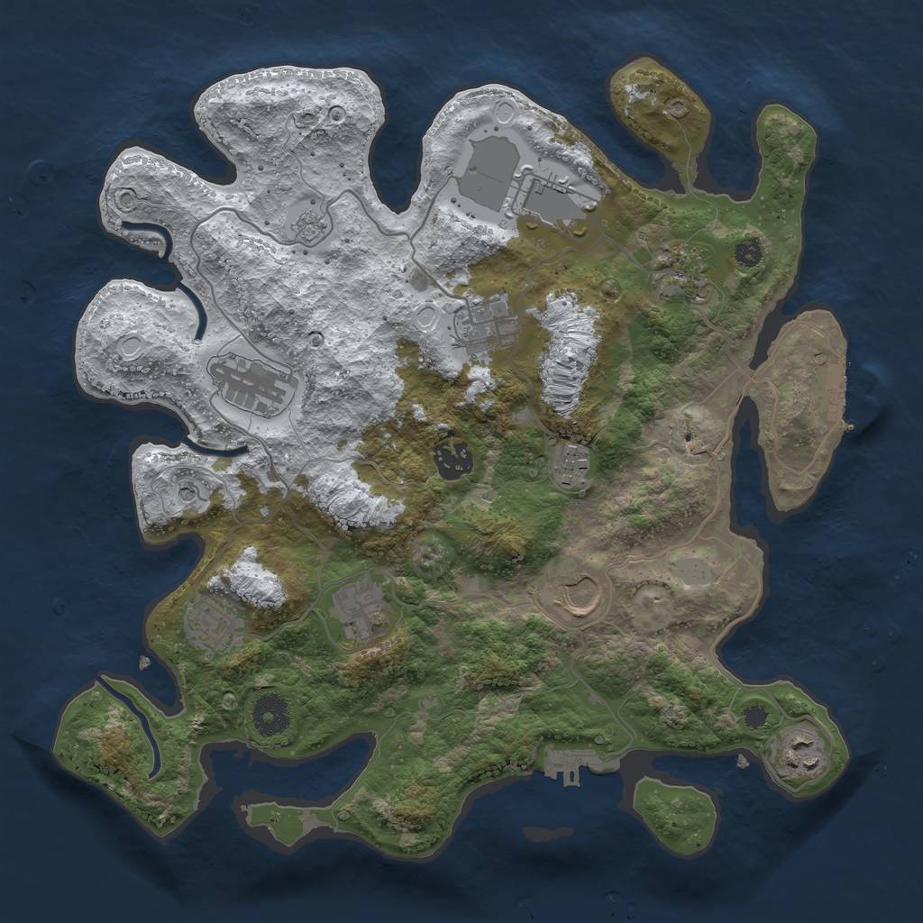 Rust Map: Procedural Map, Size: 3500, Seed: 1955655308, 19 Monuments