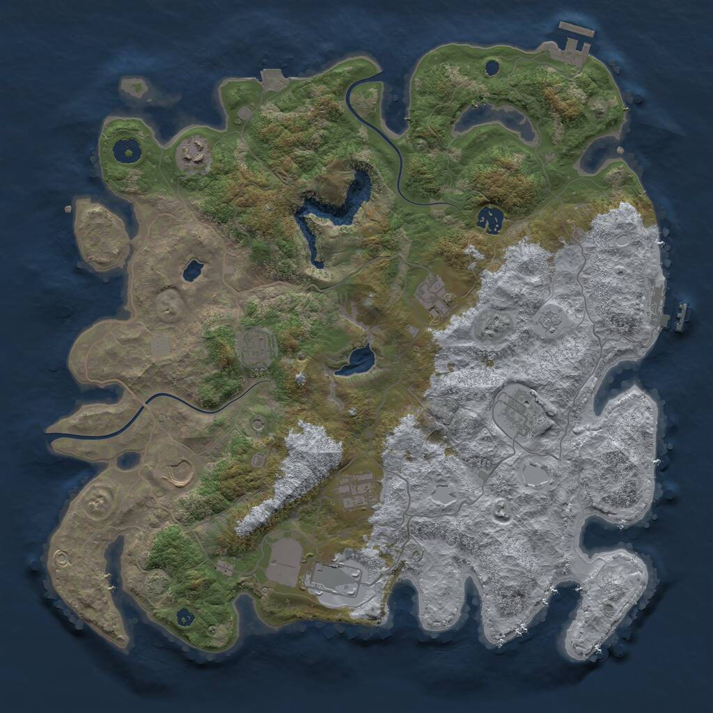 Rust Map: Procedural Map, Size: 4000, Seed: 976953159, 14 Monuments