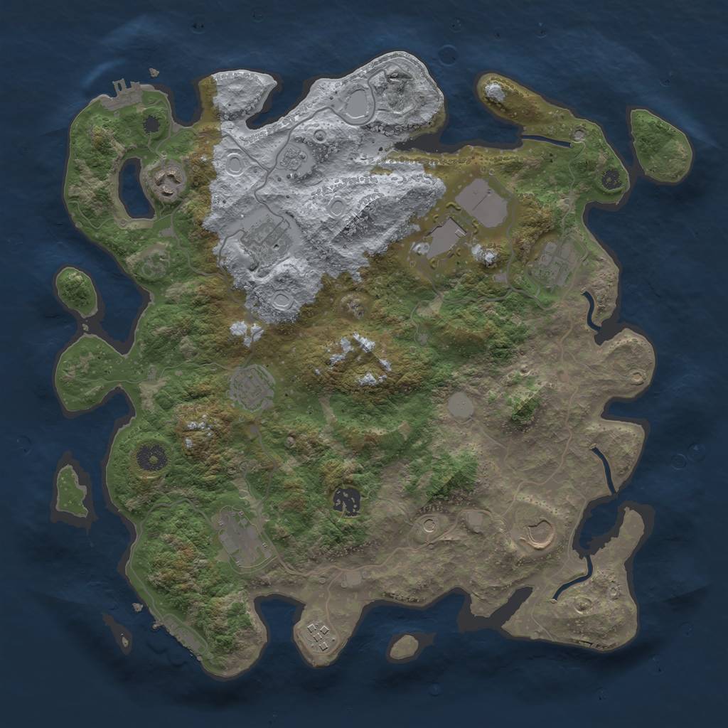 Rust Map: Procedural Map, Size: 3750, Seed: 1995133055, 16 Monuments
