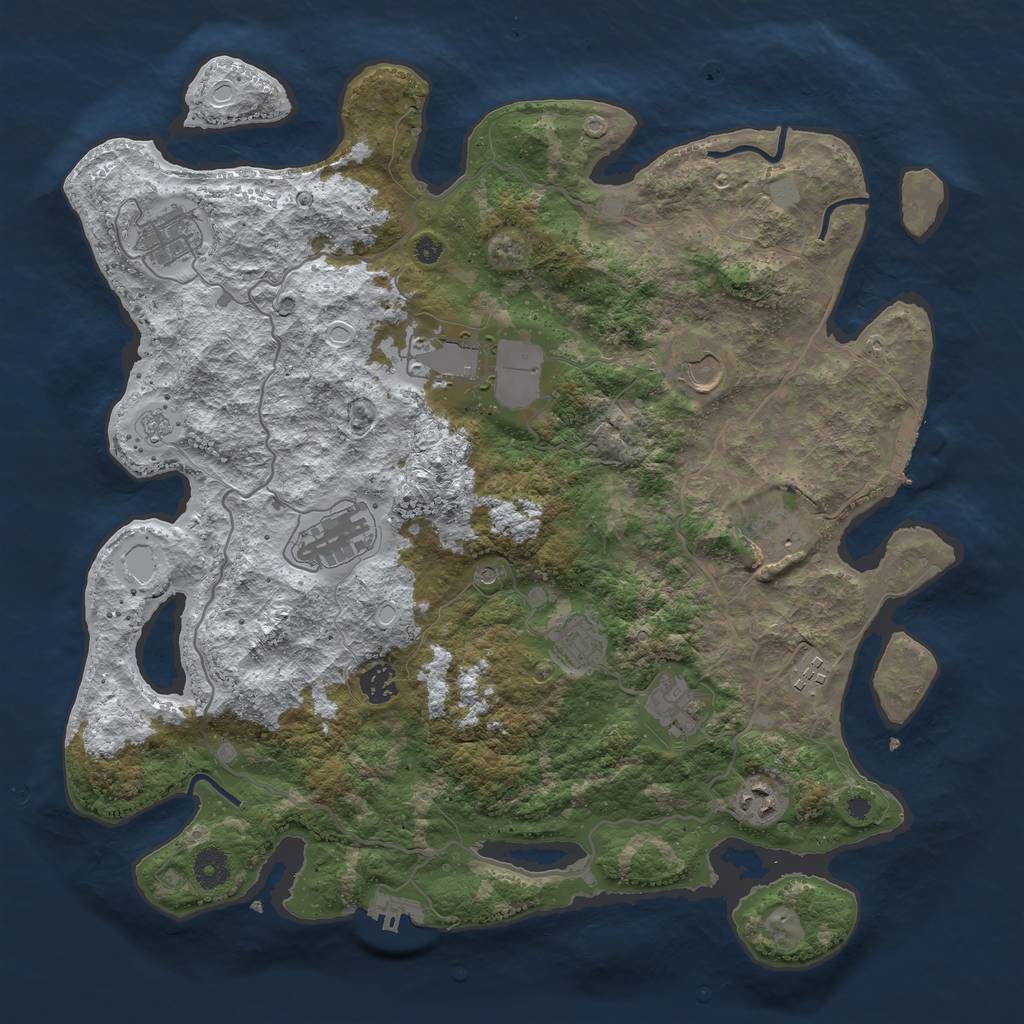 Rust Map: Procedural Map, Size: 4000, Seed: 1258169972, 19 Monuments