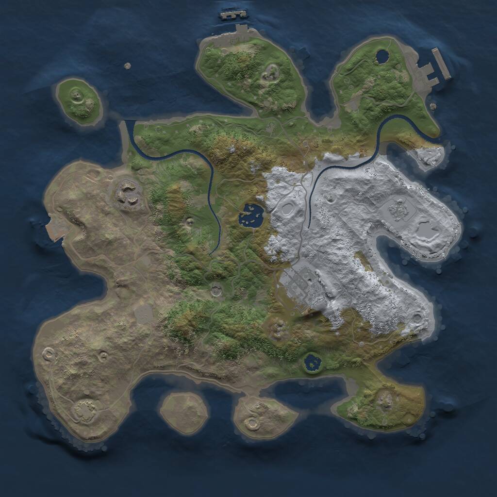 Rust Map: Procedural Map, Size: 3000, Seed: 53, 9 Monuments