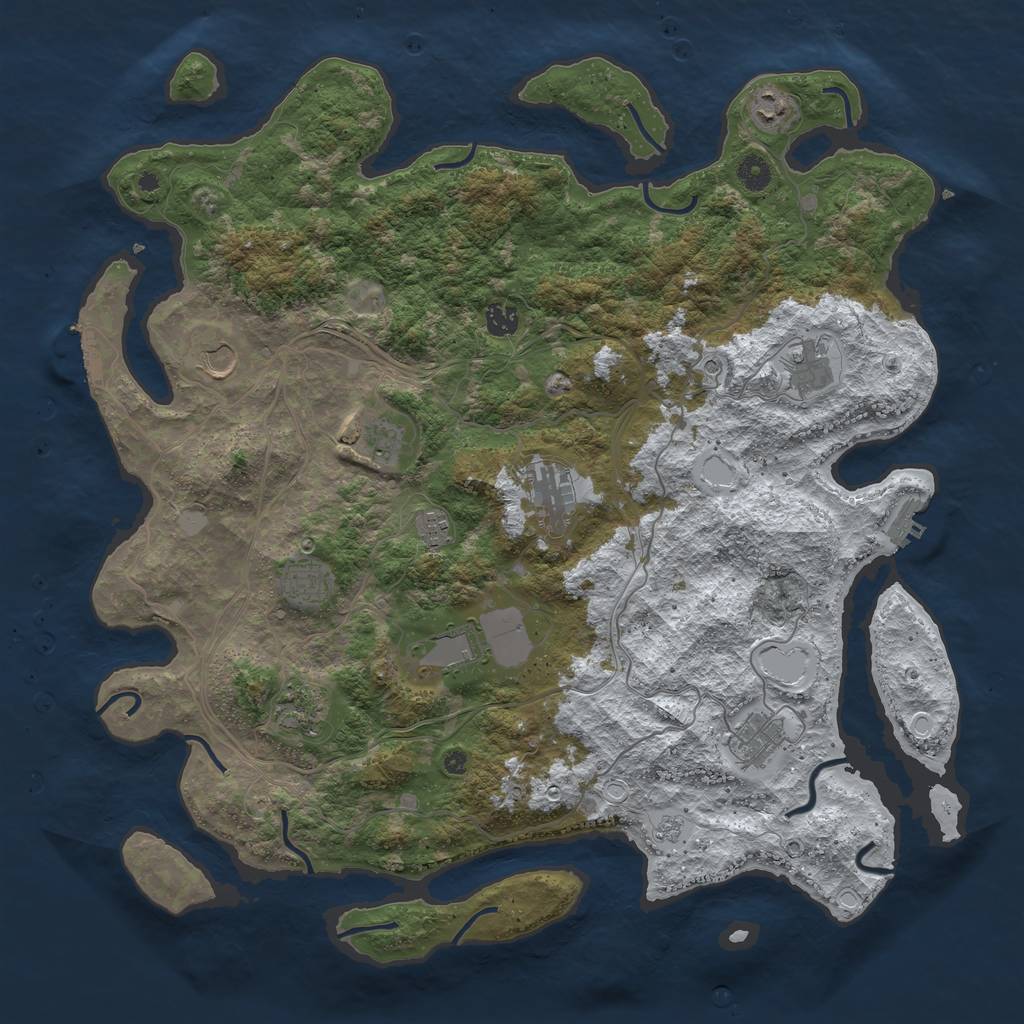 Rust Map: Procedural Map, Size: 4500, Seed: 275915369, 20 Monuments