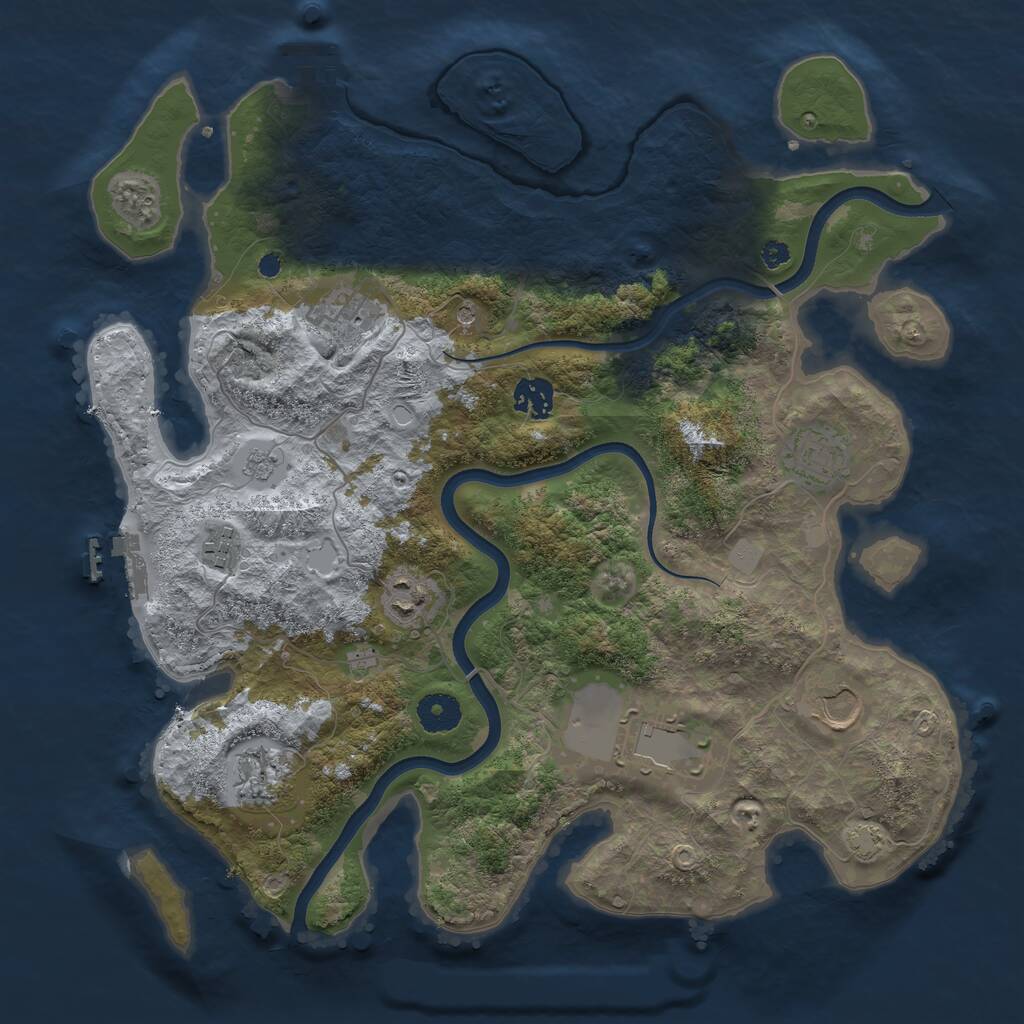 Rust Map: Procedural Map, Size: 3700, Seed: 594972813, 14 Monuments