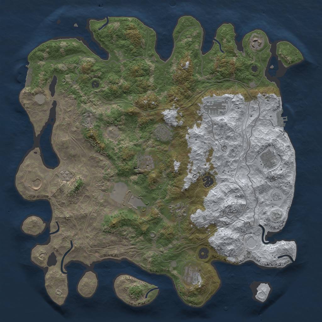 Rust Map: Procedural Map, Size: 4300, Seed: 25526336, 20 Monuments