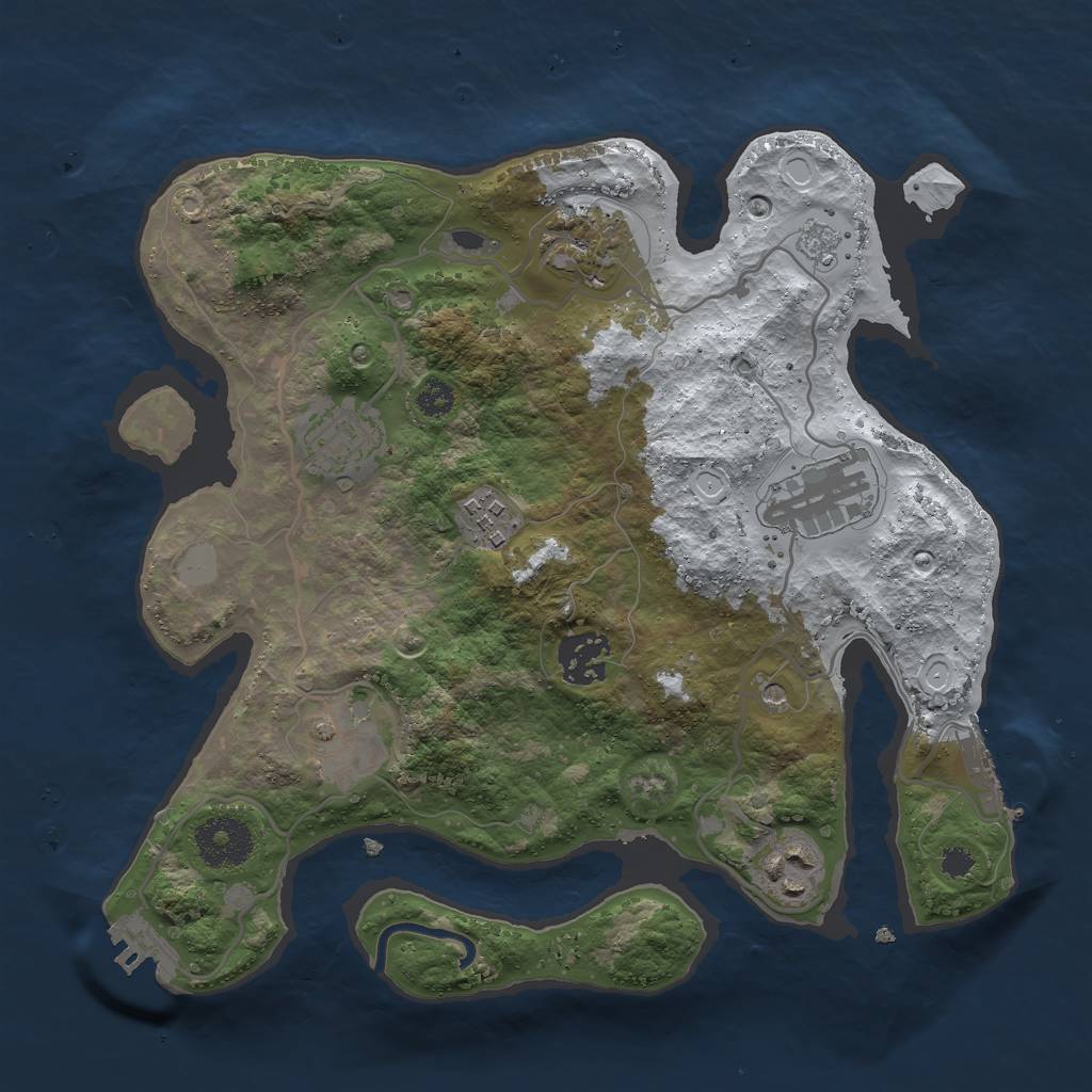 Rust Map: Procedural Map, Size: 3000, Seed: 2129069605, 16 Monuments