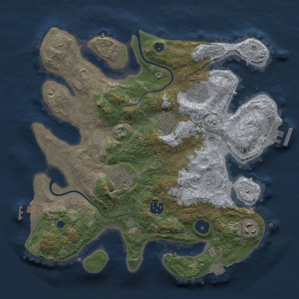 Rust Map: Procedural Map, Size: 3200, Seed: 1255885, 11 Monuments