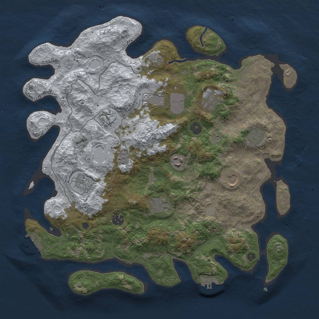 Rust Map: Procedural Map, Size: 4000, Seed: 612260013, 19 Monuments