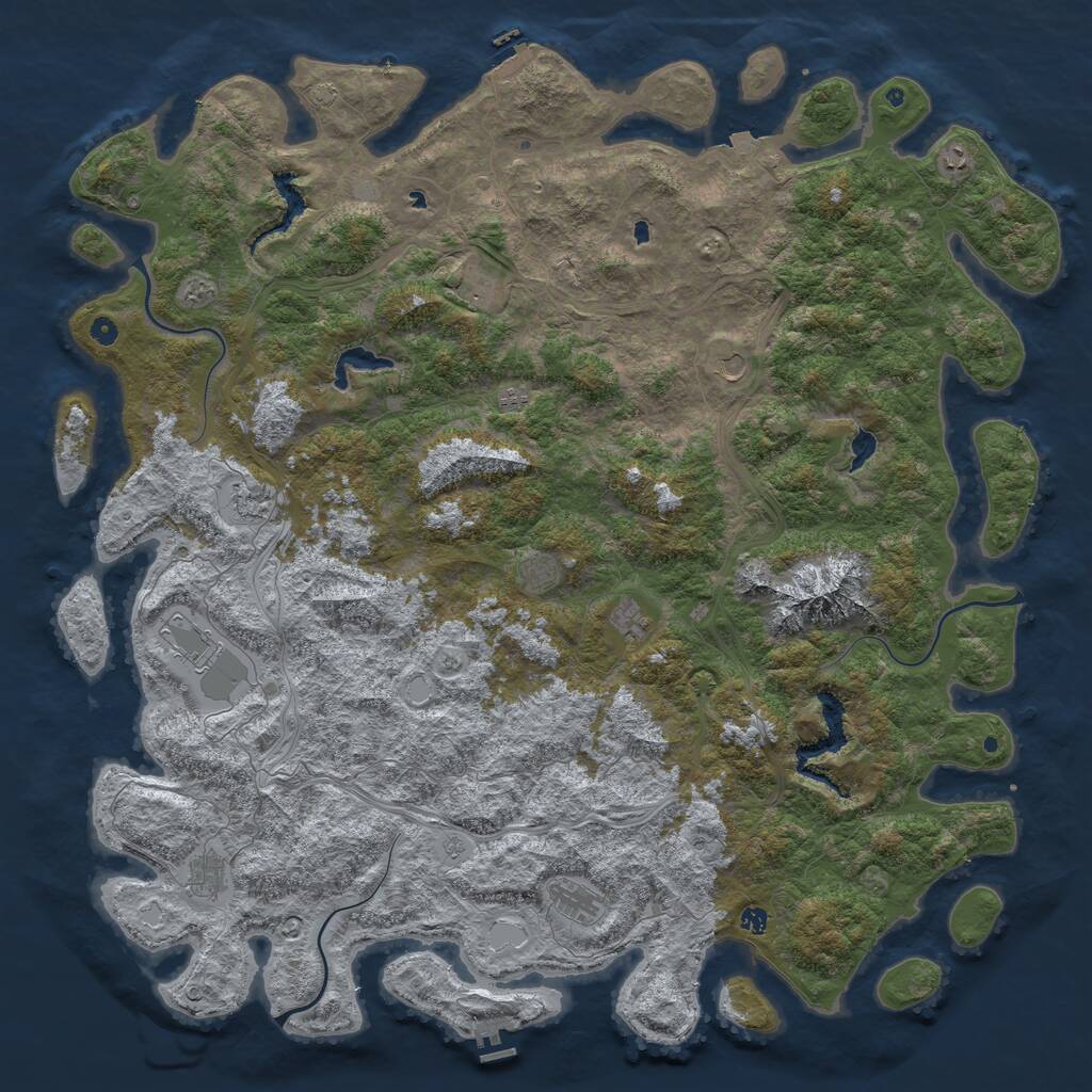 Rust Map: Procedural Map, Size: 6000, Seed: 553876797, 17 Monuments