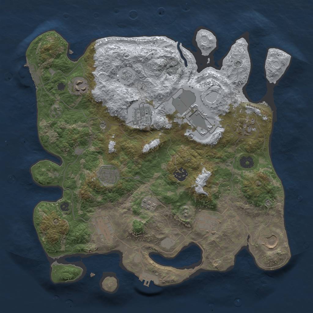 Rust Map: Procedural Map, Size: 3500, Seed: 58241, 19 Monuments