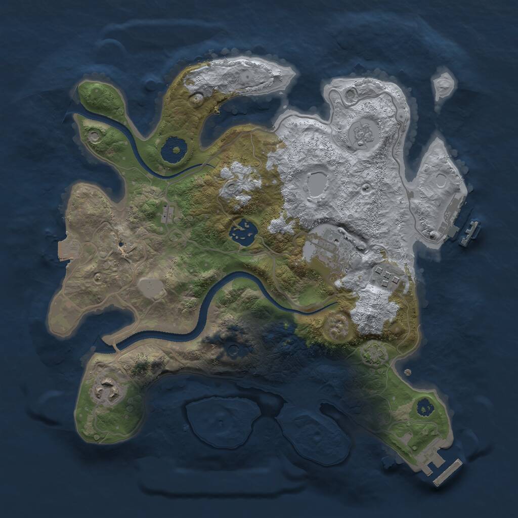 Rust Map: Procedural Map, Size: 3000, Seed: 37158, 10 Monuments