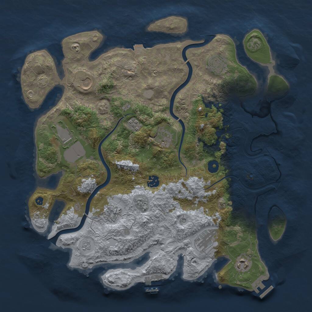 Rust Map: Procedural Map, Size: 3800, Seed: 3456897, 15 Monuments