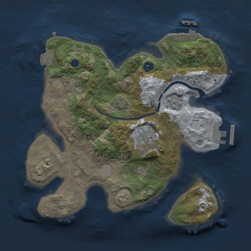 Rust Map: Procedural Map, Size: 2500, Seed: 259372467, 7 Monuments