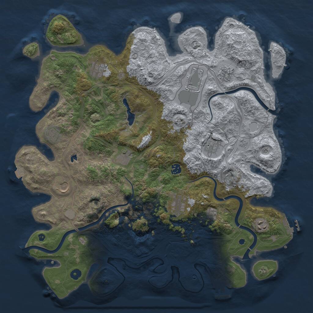 Rust Map: Procedural Map, Size: 4400, Seed: 25931785, 17 Monuments