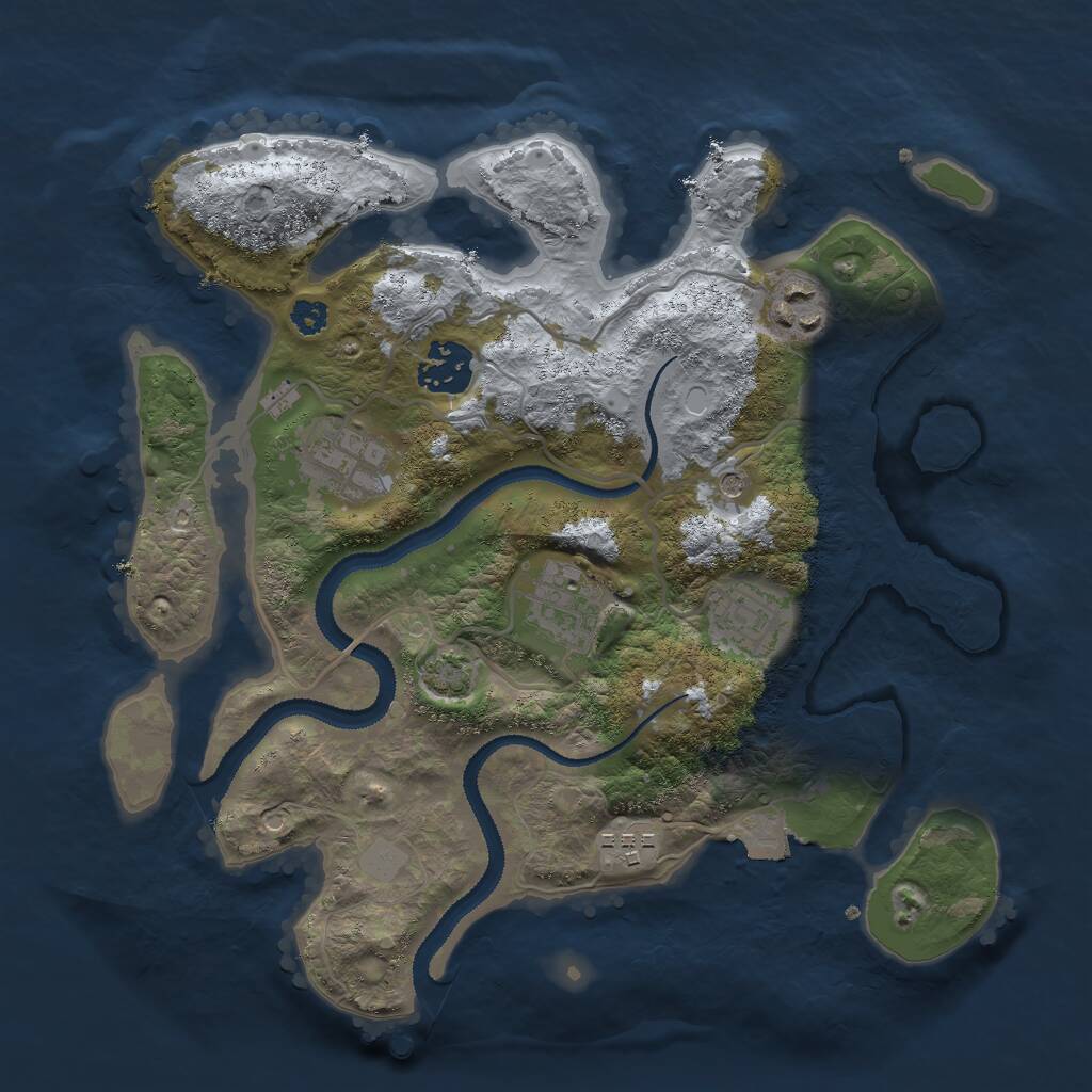 Rust Map: Procedural Map, Size: 3000, Seed: 888659089, 9 Monuments