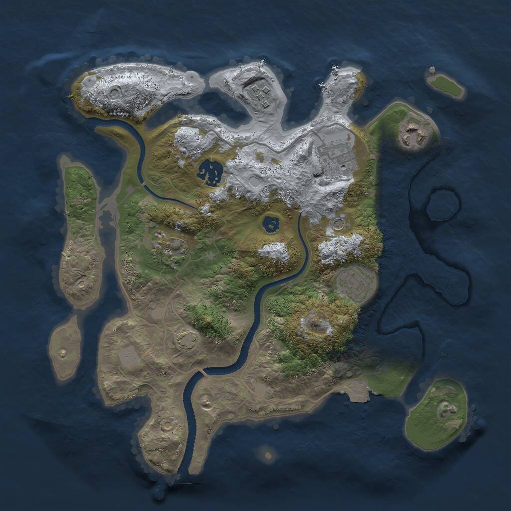 Rust Map: Procedural Map, Size: 3000, Seed: 888659089, 9 Monuments