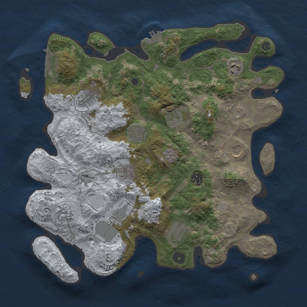 Rust Map: Procedural Map, Size: 3750, Seed: 2117854885, 20 Monuments