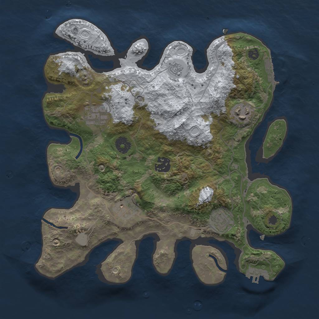 Rust Map: Procedural Map, Size: 3000, Seed: 1307701353, 14 Monuments